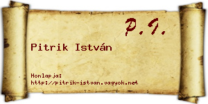 Pitrik István névjegykártya