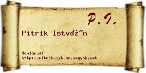 Pitrik István névjegykártya